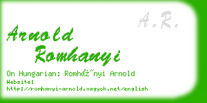 arnold romhanyi business card